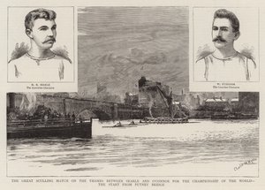 The Great Sculling Match on the Thames between Searle and O
